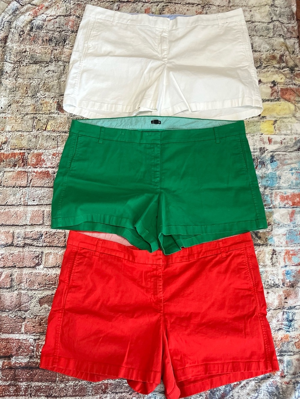 J.CREW Shorts Lot Of 3 Size 22 White,  Orange , Green